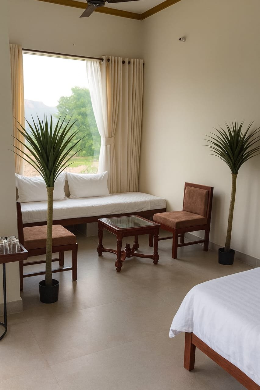 Luxury Cottage big window at Baghin Resort