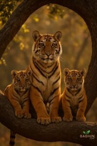 Majestic tiger resting in Ranthambore forest